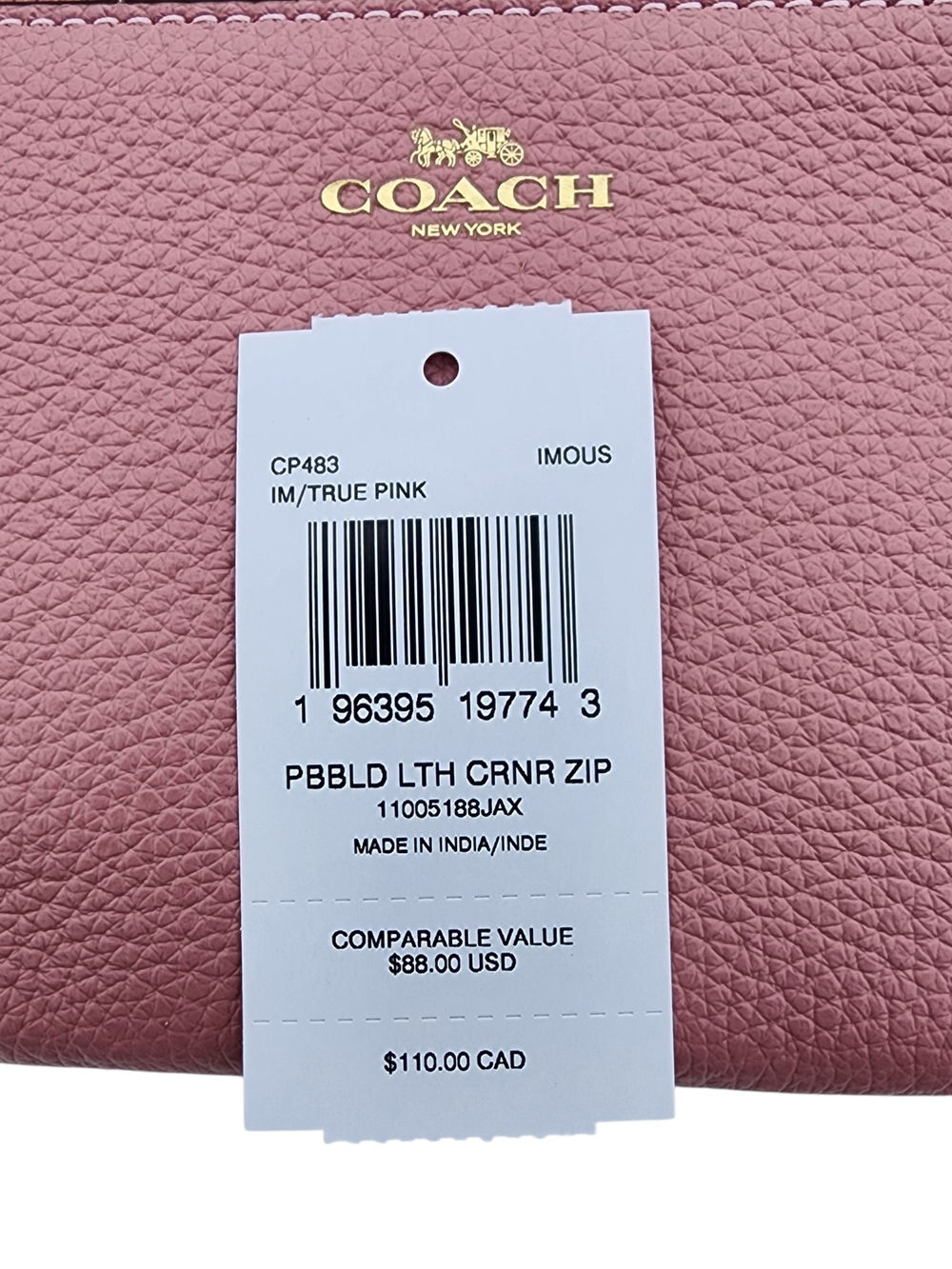 Coach Pebbled Leather Corner Zip Wristlet - Picture 3 of 11
